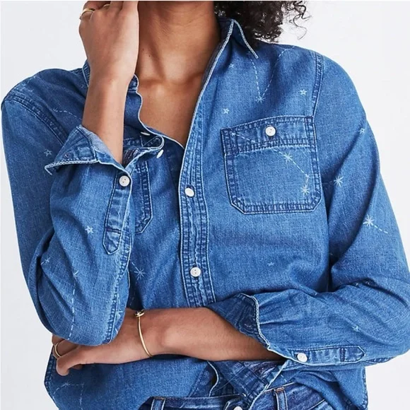 Madewell Denim Classic Ex-Boyfriend Shirt: Comet Edition XXS - Picture 2 of 8